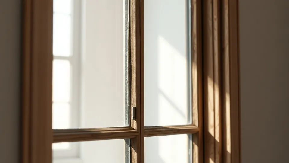 Détail d’une fenêtre ancienne en bois avec vitrage intérieur