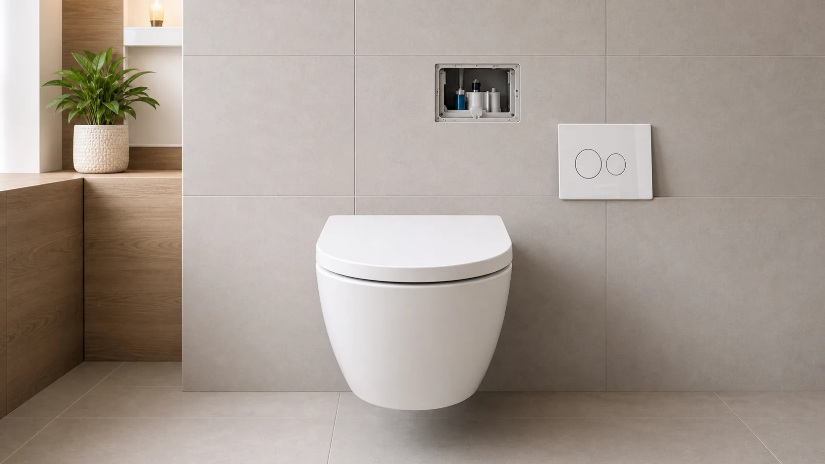 Accès au mécanisme d'un WC suspendu par la plaque de commande